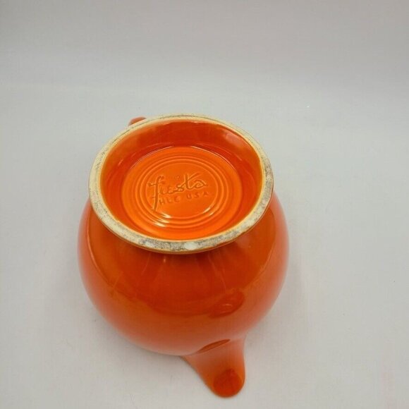 Mid Century Modern Orange Teapot Fiesta Ceramic Porcelain Top Handle Spout - Picture 7 of 10